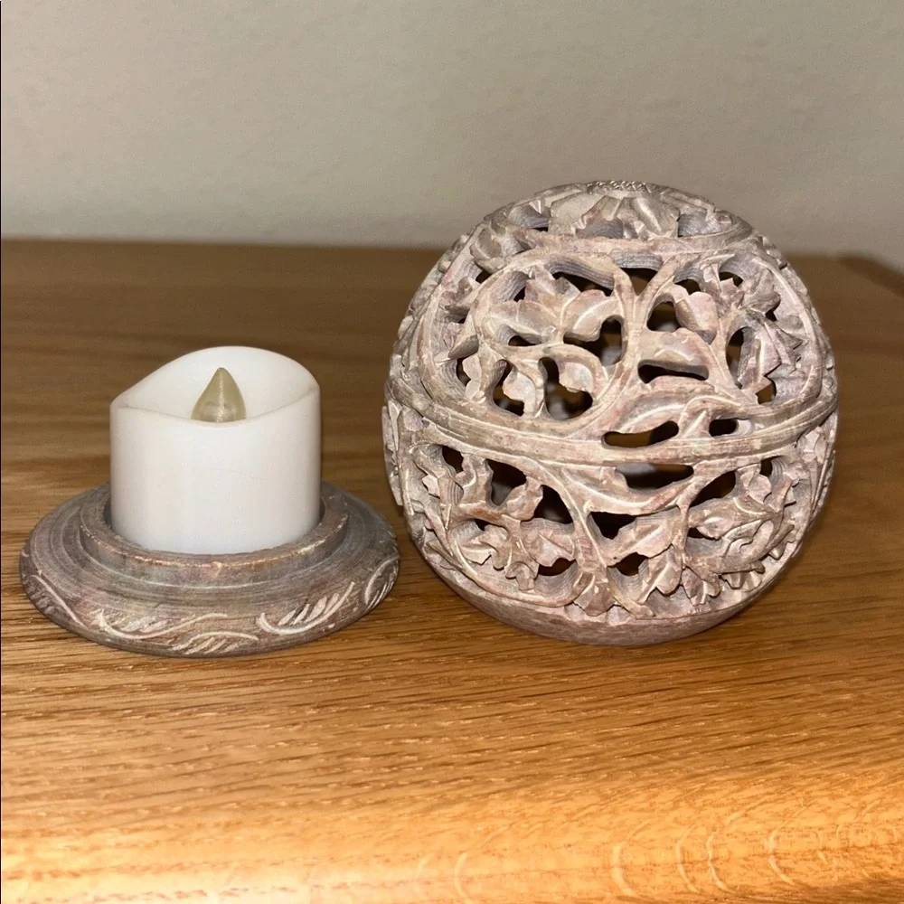 Gorgeous Marble Stone Lattice Tealight Votive Candle Holder